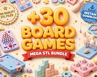 Bundel met 30 printbare 3D-bordspellen | Actie, sport en strategie voor het hele gezin (STL-bestanden)