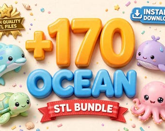 Paquete de archivos STL de animales marinos para niños / Más de 170 archivos de impresión 3D de amigos del mar