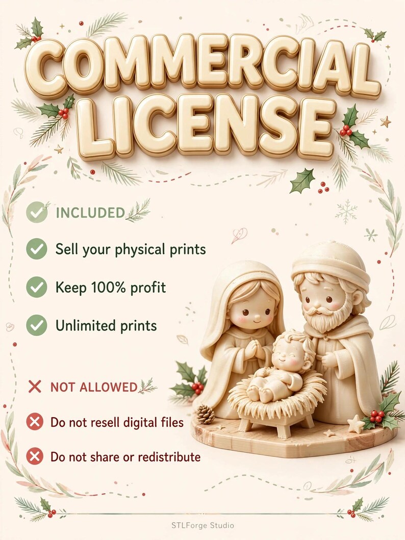 Paquete de archivos STL del Belén Navideño / Archivos para impresión 3D del pesebre navideño imagen 4