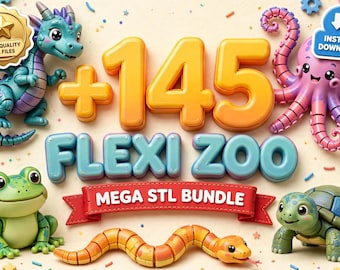 Flexi Zoo Mega Bundle, 145+ Articulated Animal 3D Print Files (Digital Download)
