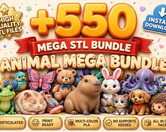Ultimate Animal Mega Bundle | 550+ STL Files (Instant Download)