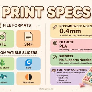 Mega Bundle Tic-Tac-Toe | 56 Themed 3D Print Game STL Files | Family Board Games image 3
