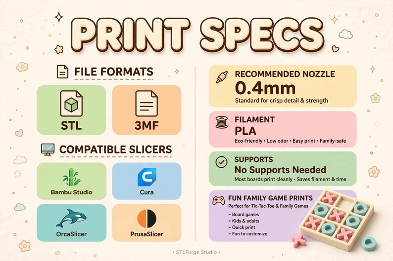 Mega Bundle Tic-Tac-Toe | 56 Themed 3D Print Game STL Files | Family Board Games image 3