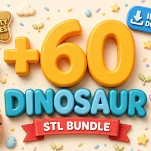 Kids Dinosaur Toys STL Bundle | 60+ Dino 3D Print Files image 1