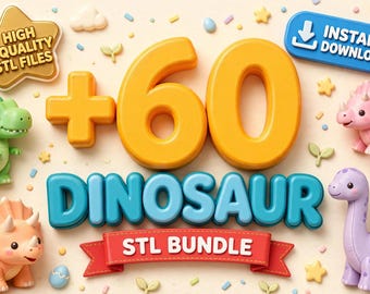 Paquete de archivos STL de juguetes de dinosaurios para niños / Más de 60 archivos de impresión 3D de dinosaurios