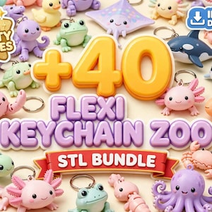 Paquete de llaveros flexibles con animales del zoológico, archivos STL de animales articulados (descarga digital) imagen 1