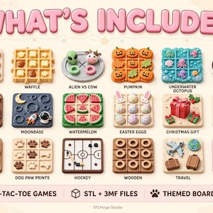 Mega Bundle Tic-Tac-Toe | 56 Themed 3D Print Game STL Files | Family Board Games image 2
