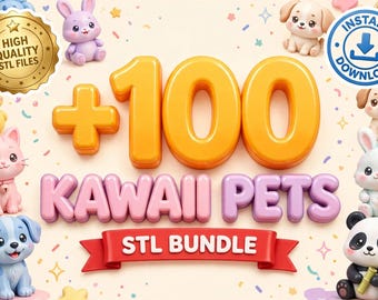 Kawaii Pets 3D Print Bundle | 100+ Animal STL Files (Digital Download)