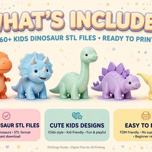 Kids Dinosaur Toys STL Bundle | 60+ Dino 3D Print Files image 2