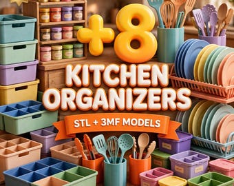8-Piece Kitchen Organizer Bundle, 3D Printable STL Files