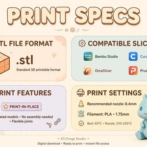 Flexi Dinosaur STL Bundle | 70 Articulated Dinosaur 3D Print Files image 3