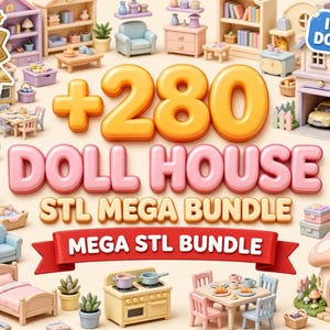 Pacote Mega com mais de 280 arquivos STL para impressão 3D de casas de boneca, móveis e edifícios em miniatura. imagem 1