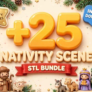 Paquete de archivos STL del Belén Navideño / Archivos para impresión 3D del pesebre navideño imagen 1