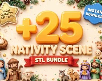 Paquete de archivos STL del Belén Navideño / Archivos para impresión 3D del pesebre navideño