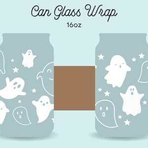Ghost Can Glass Wrap | 16oz Glass Can Cutfile | SVG PNG JPG | Digital Download