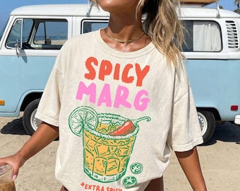 Comfort Colors Spicy Margarita Shirt Funny Summer Cocktail Tshirt Retro Oversized Beachy Tee Spicy Marg Social Club Old Money