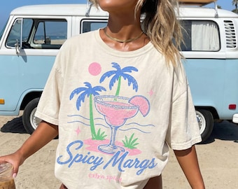 Spicy Margarita Shirt Funny Summer Cocktail Tshirt Oversized Comfort Colors Spicy Marg Social Club Old Money Beach Tee Retro Drinking Shirt