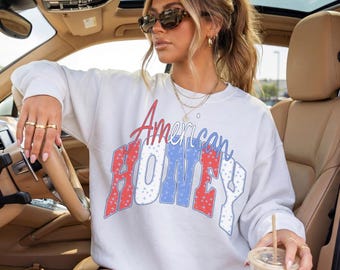 Preppy America 4th of July Sweatshirt,Girly Fourth of July Hoodie, Oversized USA Sweatshirt, Aesthetic Patriotic Crewneck, USA Sweatshirt