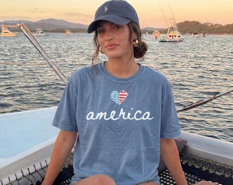 Retro 4th of July America Shirt, Preppy Patriotic USA Tee, Trendy Oversized Comfort Colors Tshirt, Aesthetic Independence Day Shirt Flag Tee