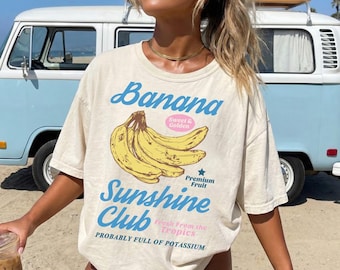 Comfort Colors Banana Shirt Summer Fruit Tshirt Retro Graphic Banana Tee Vintage Graphic Tropical Fruit Tee Farmer Market Shirt For Her