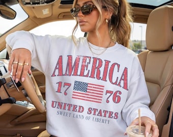 Retro America July 4th Sweatshirt, Oversized Patriotic Crewneck Trendy USA Hoodie, Vintage America Sweatshirt, 250 Years of Freedom Shirt