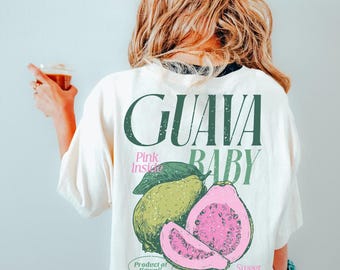 Guava Retro Graphic Shirt, Comfort Colors Summer Fruit Tshirt Guava Shirt, Exotic Fruit Lover Tee, 90's Vintage Graphic Tee Fruit Market Tee