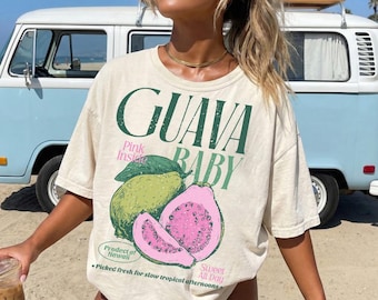 Retro Guava Graphic Shirt, Comfort Colors Summer Fruit Tshirt Vintages Guava Label T-Shirt, Exotic Fruit Lover Tee, Summer Fruit Tshirt