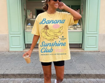 Banana Shirt Comfort Colors Tee Summer Fruit Tshirt Retro Graphic Banana Tee Vintage Graphic Tropical Fruit Tee Farmer Market Shirt For Her