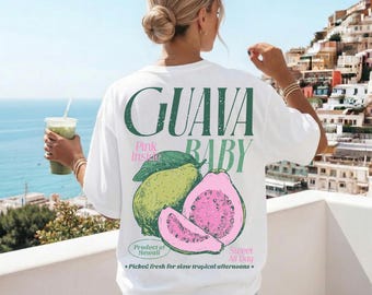 Guava Retro Graphic Shirt,Comfort Colors Summer Fruit Tshirt Guava Shirt, Exotic Fruit Lover Tee, 90's Vintage Graphic Tee Fruit Market Tee