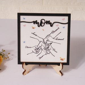Handmade Custom Name Content, Holding Hands, Puzzle Wooden Photo Frame, Mother&#39;s Day Wooden Crafts Ornaments, Souvenir Gift For Mom, For dad