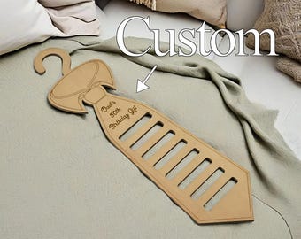 Custom Wood Tie Name Hang Sign,Personalized Tie Hanger,Closet Tie Storage,Wall Hang Tie,Checkroom Decor,For 2026 Dad,Valentine's Day Gift