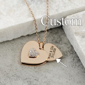 Personalisierte Halskette mit Gravur, Umschlag Anhänger Halskette, Liebesbrief Diamanten, Jahrestagsgeschenk, personalisiertes Valentinstagsgeschenk