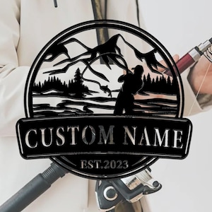 Custom Fishing Metal Sign, Personalized Fish Metal Name Sign, Fishing Metal Wall Art Decor , Fish Hanging Sign, Fisherman Gift, Man Cave