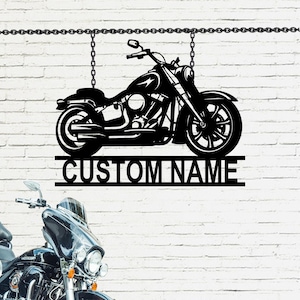 Personalized Motorcycle Metal Wall Art Sign, Custom Motorcycle Name Metal Sign, Garage Hanging Sign, Dealership Opening Gift, Dad&#39;s Gift
