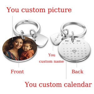 Personalized Heart Calendar Keychain, Custom Christmas Keychain, Wedding Keychain, Wedding Anniversary, Christmas Gift, Your Custom Picture
