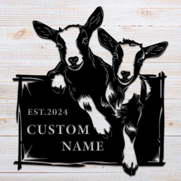 Custom Goat Farm Name Metal Sign, Personalized Goat Ranch Farm Wall Art, Farm House Name Sign, Wall Decor, Farmer Gift, Housewarming