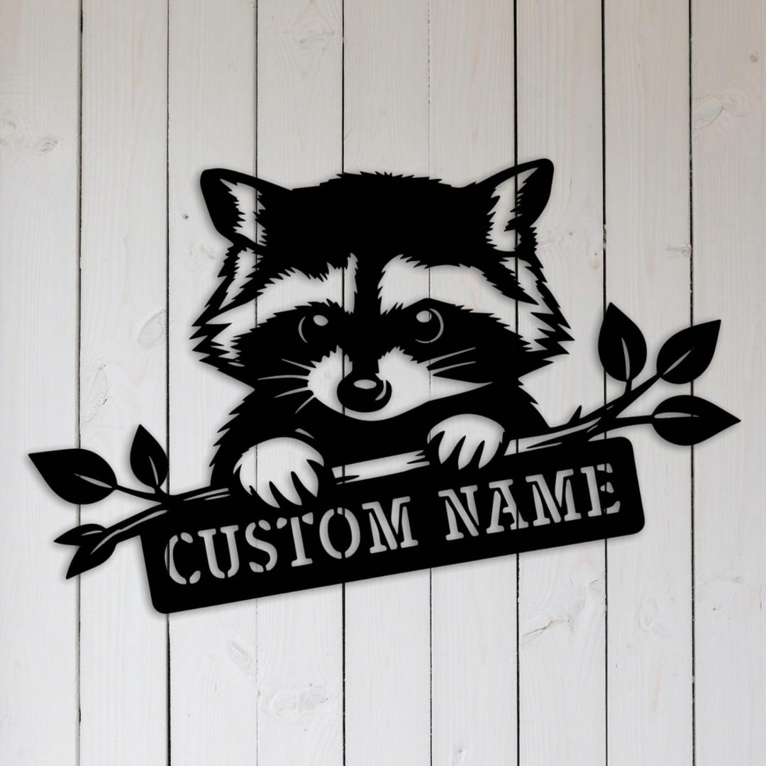 Custom Raccoon Metal Hang Sign,personalized Raccoon Name Wall Sign,zoo ...