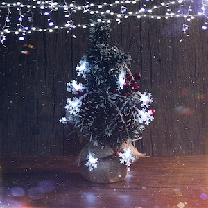 Handmade Christmas LED light, Christmas Tree Decor light, Snowflake LED Light, New Year Vintage Light, String USB Light, Indoor Yard Decor