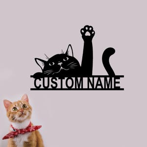 Custom Cat Metal Wall Sign, Personalized Cat Metal Wall Art, Cat Metal Wall Decor, Cat Lover Gift, Cat Name Sign, Cat Metal Hanging Sign