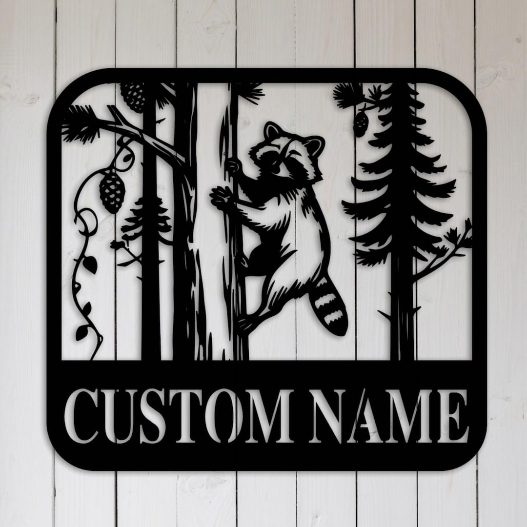 Custom Raccoon Metal Hang Sign,personalized Raccoon Name Wall Sign,zoo ...