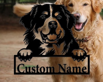 Custom Golden Retriever Dog Name Metal Wall Art Sign, Personalized Set Pet Dog Sign, Dog House Sign, Dog House Wall Hangong Sign, Dog Lover