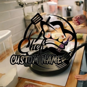 Custom Kitchen Name Metal Sign,  Kitchen Metal Hang Sign, Personalized Kitchen Sign, Cooking Room Sign, Mothers Day Gift, Kitchen Wall Decor