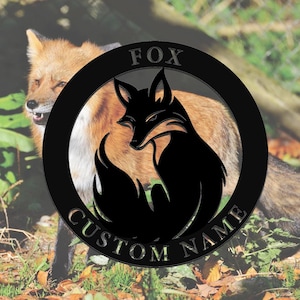 Custom Fox Metal Wall Art, Personalized Fox Name Metal Hang Sign, Fox Metal Wall Decor, Fox Lover&#39;s Gifts, Office Wall Decor, Housewarming