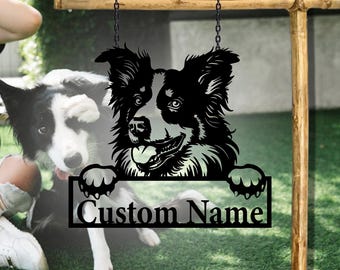 Custom Border Collie Dog Name Metal Wall Art Sign, Personalized Set Pet Dog Sign, Dog House Sign, Dog House Wall Hangong Sign, Dog Lover