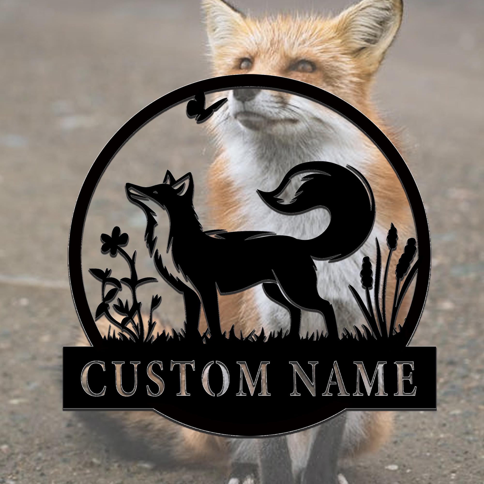 Custom Fox Animal Metal Wall Art Sign, Fox Lover Sign, Metal Wall Decor ...