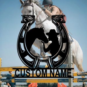 Custom Cowgirl Horse Name Metal Sign, Horse Farm Sign, Farmhouse Sign, Metal Horse Sign, Horse Owner Gift