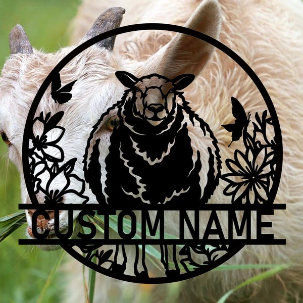 Custom Sheep Metal Wall Sign, Personalized Sheep Metal Wall Art, Sheep Metal Wall Decor, Sheep Farm Name Sign, Sheep Led Decor, Housewarming