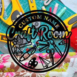 Custom Craft Room Metal Wall Sign, Personalized Craft Room Metal Wall Decor, Metal Wall Art, Craft Room Name Sign, Home Office Decor