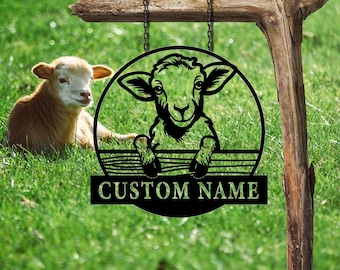 Personalized Goat Metal Wall Sign, Goat Name Metal Art Sign, Farm Sign, Farmhouse Metal Sign, Gift for Farmer, Metal Farm Sign, For Dad Gift