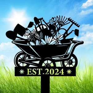 Personalisiertes Warenkorb Metall Gartenstecker Schild, benutzerdefinierte Warenkorb Metall Gartenstecker Kunst, Warenkorb Metallstecker Dekor, Warenkorb Gartenschild, Gärtner Namen Geschenk